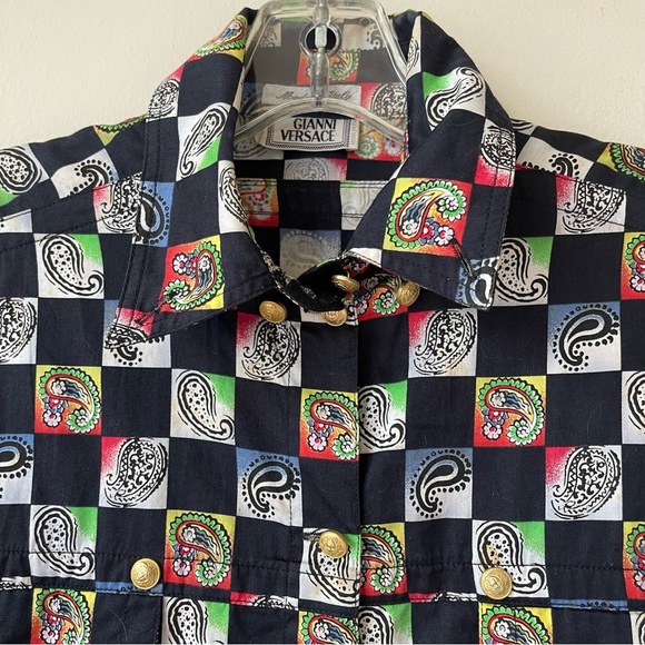 GIANNI VERSACE vintage shirt with gold buttons - Picture 7 of 12